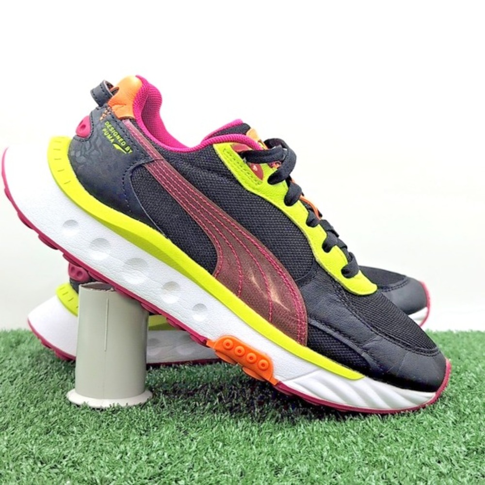 Puma Wild Rider City of Lights Shoes Womens 8 M Black‎ Pink Sneakers - 322368-01